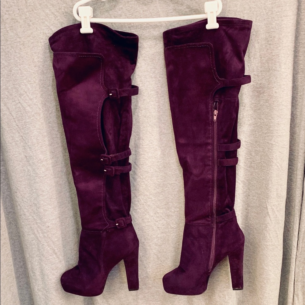 Bakers Purple Suede Thigh High Boot